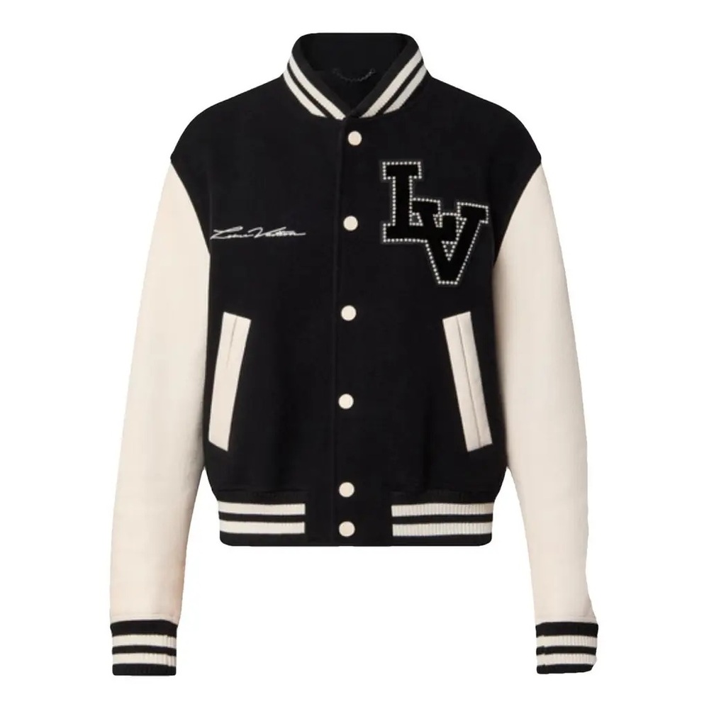 The Louis Vuitton Marque Deposee Varsity Jacket in Black/White Size 48
